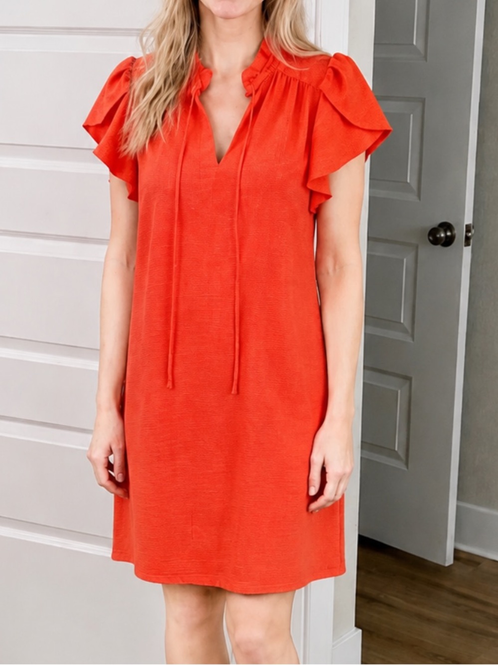 New DKNY Coral Flutter Sleeve Shift Dress Sz 6